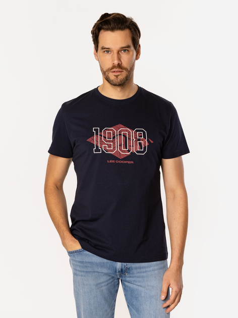 Футболка бавовняна довга чоловіча Lee Cooper Diamond4-1160 2XL Темно-синя (5905991735779) - зображення 1