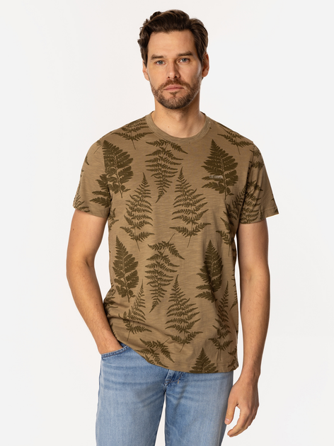 T-shirt męski z nadrukiem bawełniany Lee Cooper Fern-3170 L Khaki (5905991727835) - obraz 1