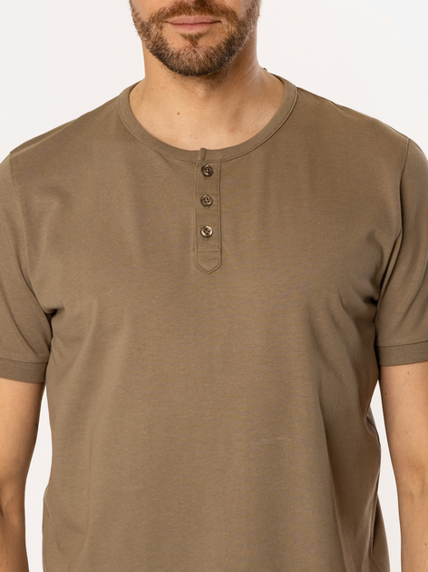T-shirt męski basic bawełniany Lee Cooper Henley-1160 3XL Khaki (5905991736646) - obraz 4