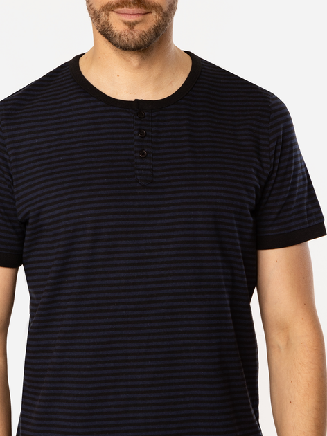 T-shirt męski w paski bawełniany Lee Cooper Henley4-1160 2XL Czarny (5905991736738) - obraz 4