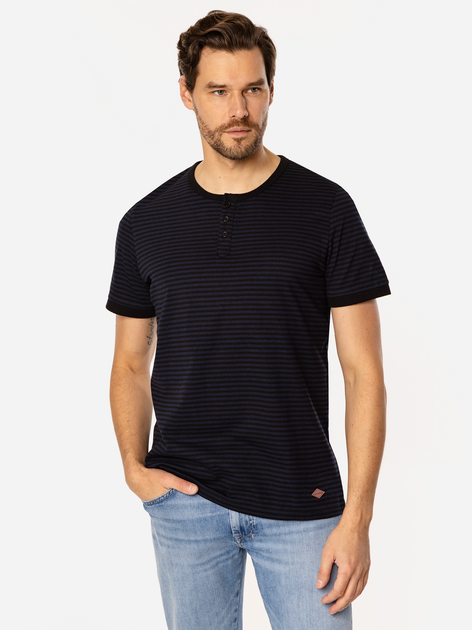 Футболка бавовняна довга чоловіча Lee Cooper Henley4-1160 3XL Чорна (5905991736745) - зображення 3