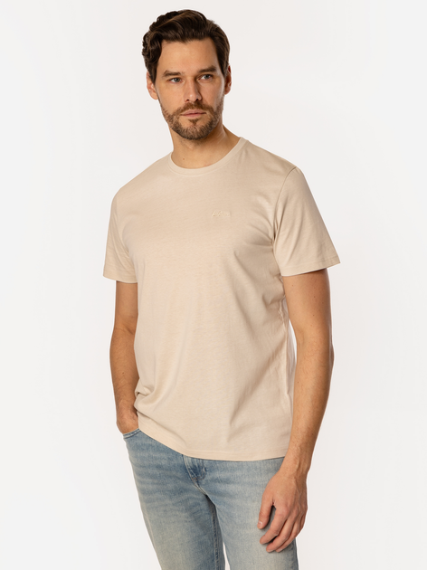 T-shirt męski basic bawełniany Lee Cooper Obutch-875 L Beżowy (5905991736509) - obraz 1