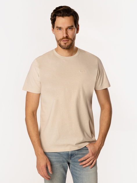 T-shirt męski basic bawełniany Lee Cooper Obutch-875 2XL Beżowy (5905991736530) - obraz 3