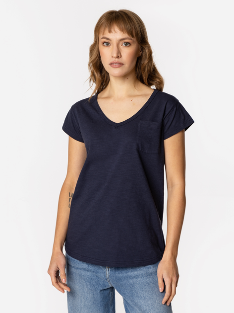T-shirt damski basic bawełniany Lee Cooper Olivia-2160 XL Granatowy (5905991728511) - obraz 1