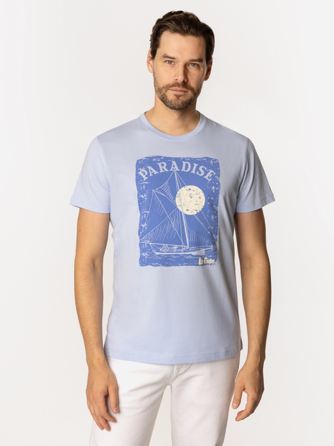 T-shirt męski z nadrukiem bawełniany Lee Cooper Paradise-1160 XL Błękitny (5905991727767) - obraz 3