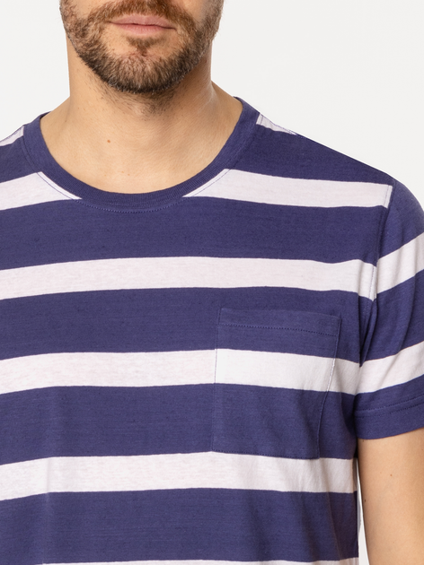 T-shirt męski w paski bawełniany Lee Cooper Pocket3-8515 2XL Fioletowy (5905991728078) - obraz 3