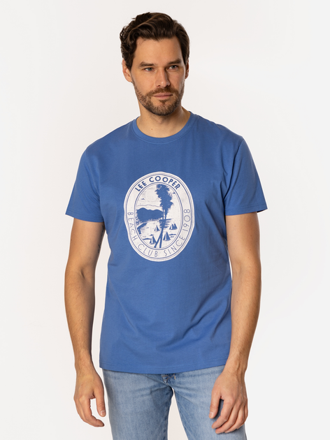 T-shirt męski z nadrukiem bawełniany Lee Cooper Sail-1160 L Niebieski (5905991735564) - obraz 1