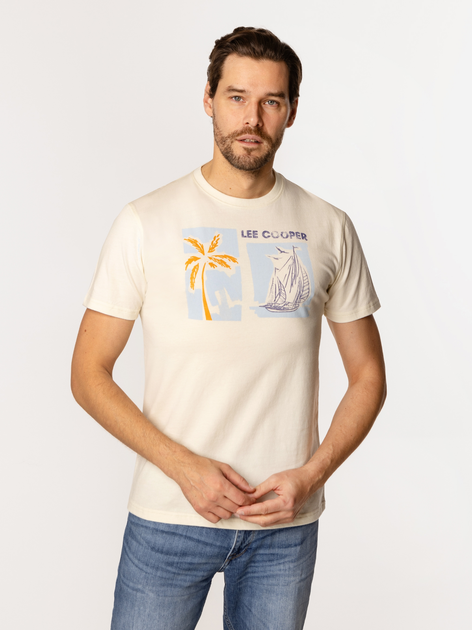 T-shirt męski z nadrukiem bawełniany Lee Cooper Sea-1160 XL Jasnożółty (5905991726517) - obraz 1