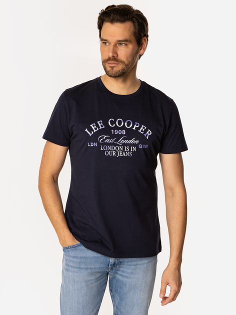Футболка бавовняна довга чоловіча Lee Cooper Slog1-1160 2XL Темно-синя (5905991735649) - зображення 3