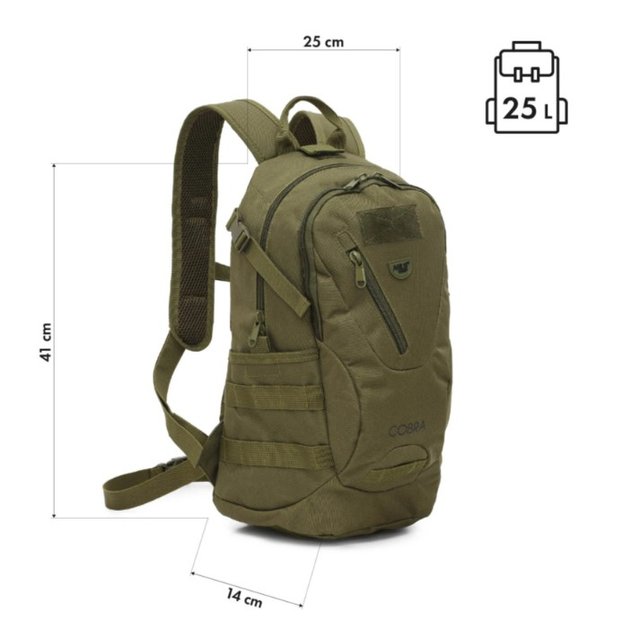 Рюкзак тактичний Nils Camp Cobra NC3905 25L Зелений (5908261681950) - зображення 6