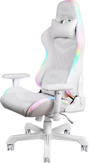 Fotel gamingowy Deltaco GAM-080 RGB LED White (7333048046826) - obraz 2