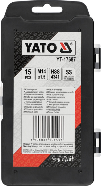 Zestaw narzędzi YATO do naprawy gwintów M14 x 1.5 mm 15 szt YT-17687 (5906083104596) - obraz 3