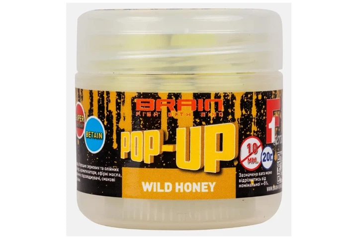 Бойли Brain Pop-Up F1 Wild Honey (мед) 10мм/20г (8101001023) - Фото 1 Бойли Brain Pop-Up F1 Wild Honey (мед) 10мм/20г (8101001023) - зображення 1