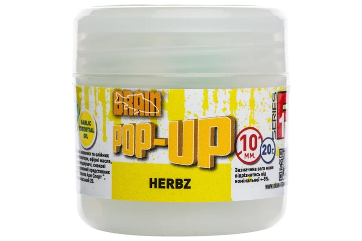 Бойлы Brain Pop-Up F1 HERBZ (мята с чесноком) 8мм/ 20г (8101007013) - Фото 1 Бойлы Brain Pop-Up F1 HERBZ (мята с чесноком) 8мм/ 20г (8101007013) - изображение 1