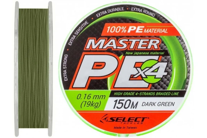 Шнур Select Master PE 150м/ 0.16мм (темно-зелений) (3200201015) - Фото 1 Шнур Select Master PE 150м/ 0.16мм (темно-зелений) (3200201015) - зображення 1