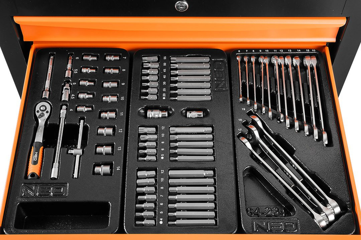 Шафа з інструментами NEO Tools 7 шухляд 129 предметів 84-222-9 (5907558426441) - зображення 2