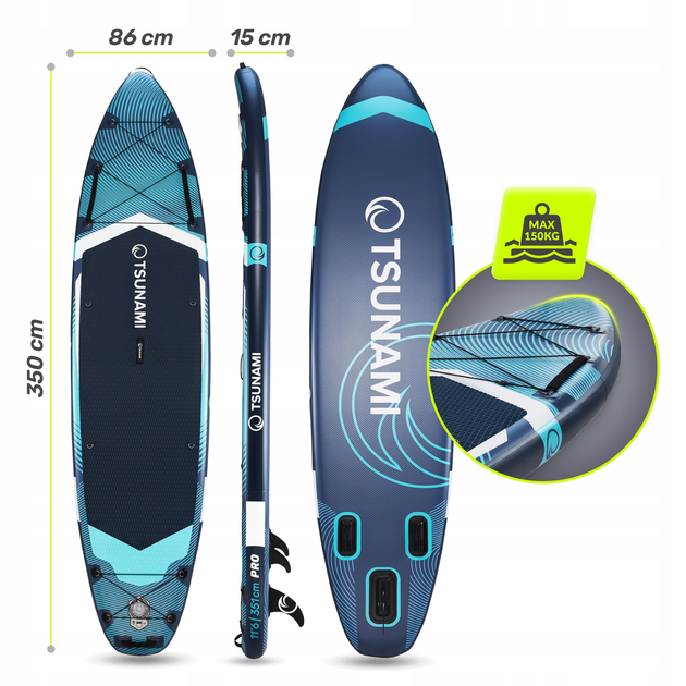 Надувна SUP дошка TSUNAMI PRO 350 см з веслом T12 (P-5905973405607) - зображення 14