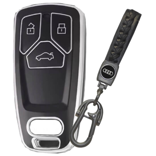 Чохол для ключа Audi (Ауди) з брелком чорного кольору N56 150509 - Фото 1 Чохол для ключа Audi (Ауди) з брелком чорного кольору N56 150509 - изображение 1