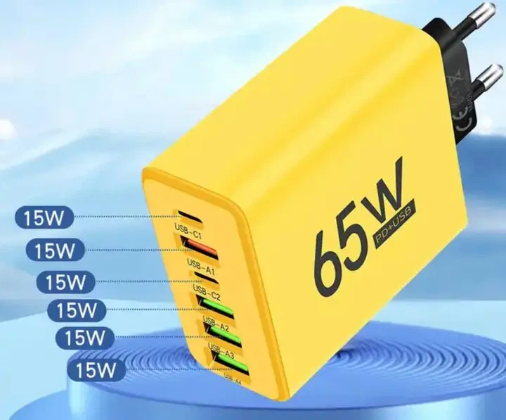 Зарядное устройство для телефона (65W), 1xUSB + 2хType-C / Адаптер для зарядки / Быстрая зарядка для смартфона - изображение 5
