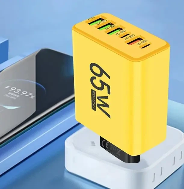 Зарядное устройство для телефона (65W), 1xUSB + 2хType-C / Адаптер для зарядки / Быстрая зарядка для смартфона - изображение 7