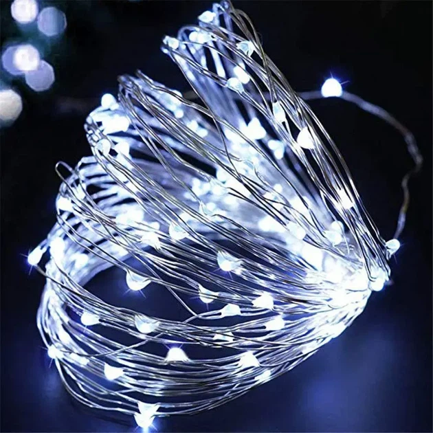 Гирлянда нить Роса от USB, 50м, 500LED + пульт, Белая - Фото 1 Гирлянда нить Роса от USB, 50м, 500LED + пульт, Белая - изображение 1