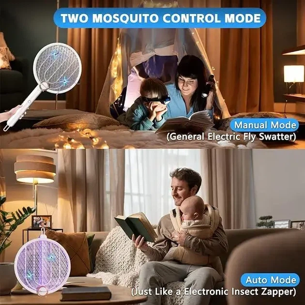 Электрическая мухобойка Buzzeap, складная электрическая мухобойка 3 в 1, электрическая мухобойка - изображение 6