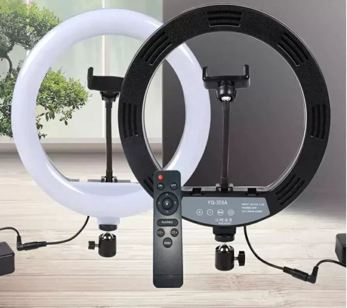 Кільцева LED лампа YQ-320B (30см) з утримувачем телефону для бьюті селфі зйомки Ring Light - зображення 5