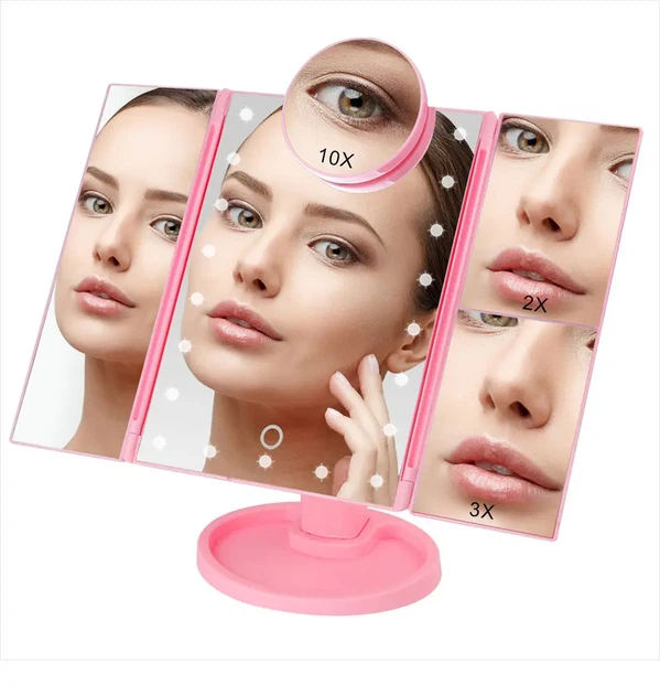 Зеркало тройное для макияжа Superstar Magnifying Mirror с led подсветкой 24 x 16 см 22 лампочки - изображение 5