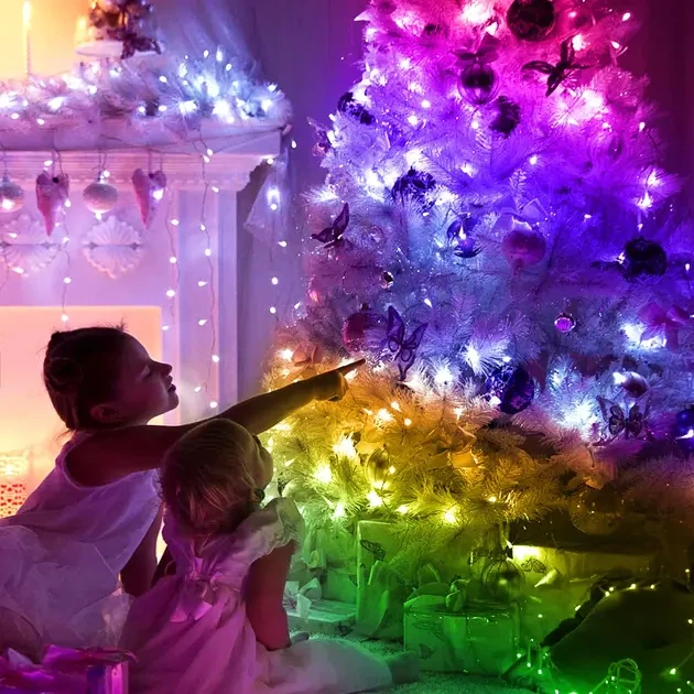 Світлодіодна розумна гірлянда Смарт LED 20м RGB 200 LED з Bluetooth для ялинки від USB довжина 20м управління через додаток - зображення 6