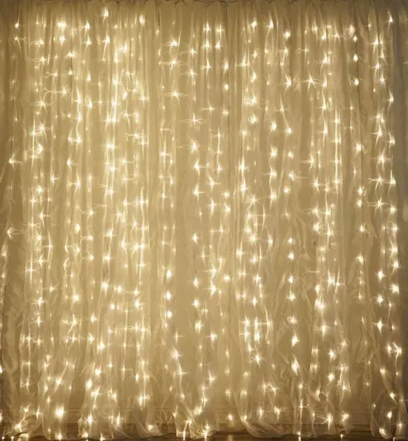 Гирлянда водопад 320 LED 3м теплый цвет на прозрачном проводе - изображение 3