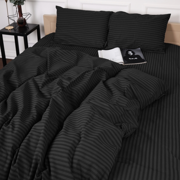Акція на Підковдра MirSon King Size 220х240 см Бязь 17-0611 Stripe Black від Rozetka