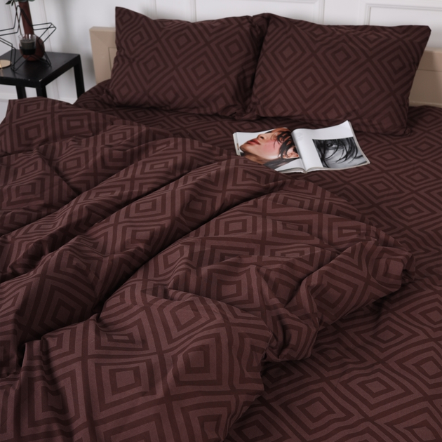 Акція на Підковдра MirSon King Size 220х240 см Бязь 17-0624 Geometry Brown від Rozetka