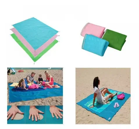 Пляжная чудо подстилка Sand Free Mat Анти-песок, голубая - Фото 3 Пляжная чудо подстилка Sand Free Mat Анти-песок, голубая - изображение 3