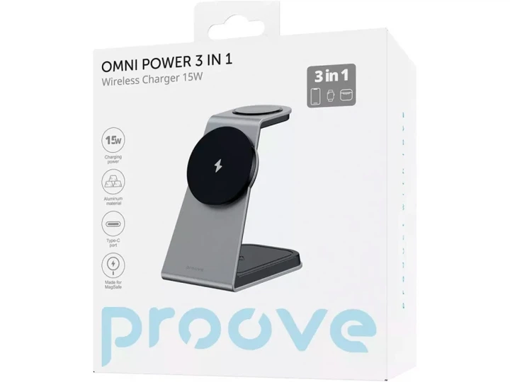 Бездротовий зарядний пристрій Proove Omni Power 3 in 1 Grey (WSOP15020003) - изображение 3