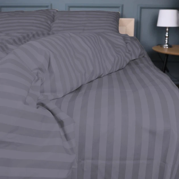 Простынь на резинке MirSon полуторная 90x200+25 см Stripe 17-0601 Gray Бязь (2200008049171) - Фото 2 Простынь на резинке MirSon полуторная 90x200+25 см Stripe 17-0601 Gray Бязь (2200008049171) - изображение 2