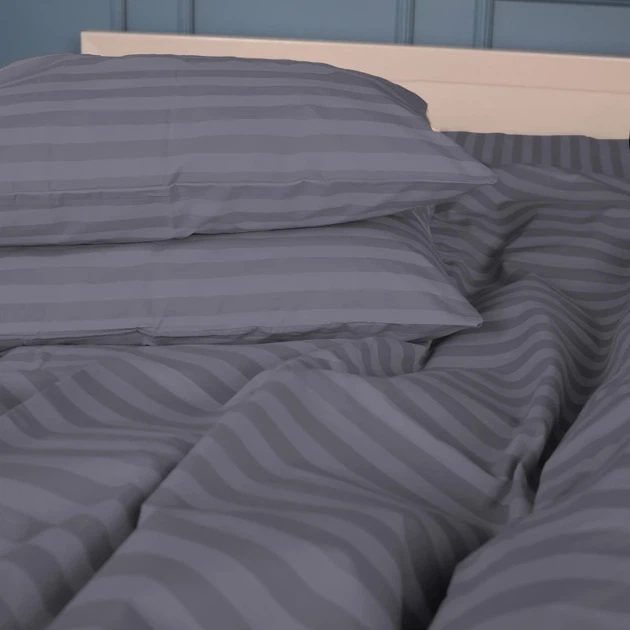 Простынь на резинке MirSon полуторная 90x190+25 см Stripe 17-0601 Gray Бязь (2200008049164) - Фото 5 Простынь на резинке MirSon полуторная 90x190+25 см Stripe 17-0601 Gray Бязь (2200008049164) - изображение 5
