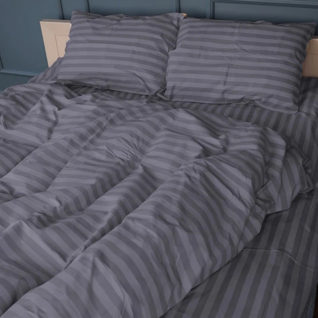 Простынь на резинке MirSon двуспальная 160x190+25 см Stripe 17-0601 Gray Бязь (2200008049256) - изображение 3