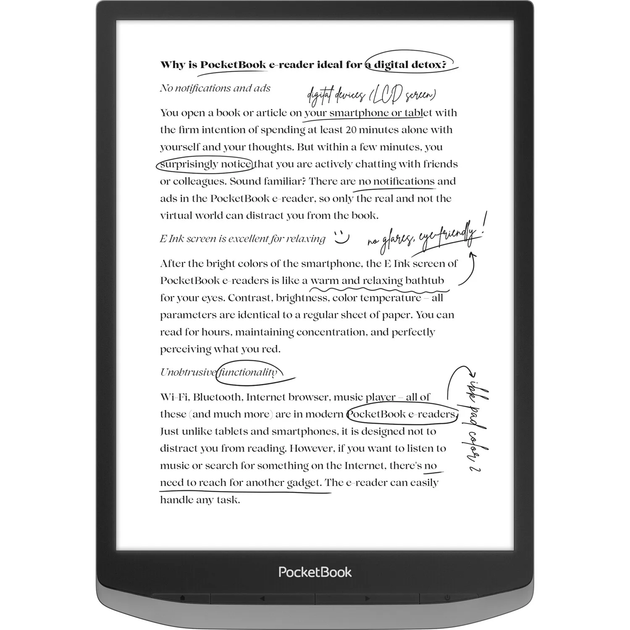 Электронная книга 10.3" PocketBook InkPad X Pro / 32 ГБ / Android 8.1 / Wi-Fi / Bluetooth / Сенсорный E-Ink экран (1404 × 1872) / Настраиваемая яркость / До 1 месяца работы от батареи / Серая Б/В - Фото 3 Электронная книга 10.3" PocketBook InkPad X Pro / 32 ГБ / Android 8.1 / Wi-Fi / Bluetooth / Сенсорный E-Ink экран (1404 × 1872) / Настраиваемая яркость / До 1 месяца работы от батареи / Серая Б/В - изображение 3