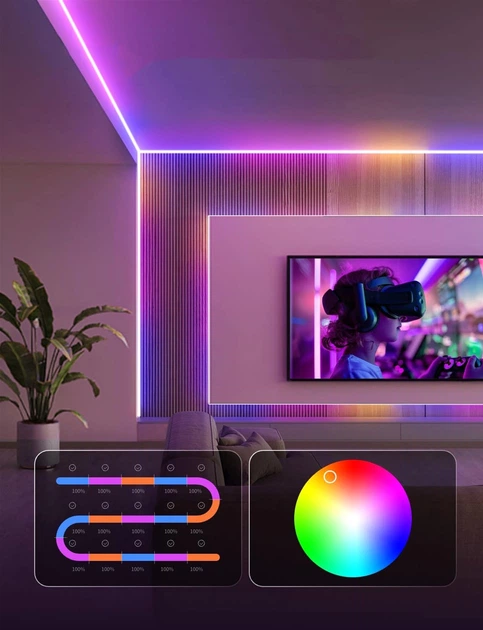 Стрічка світлодіодна розумна Govee COB Strip Light Pro, 3м, RGBIC+W, WI-FI/Bluetooth Біла (H61E53D1) - зображення 5