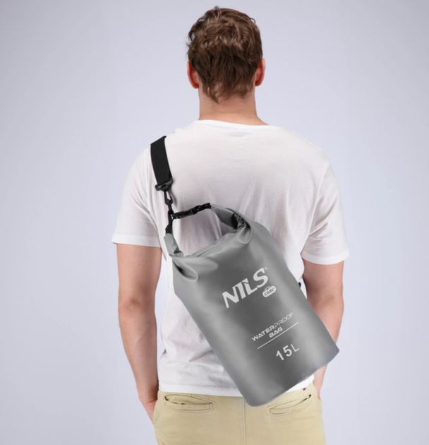 Водонепроникний мішок Nils CAMP NC1703 15L Сірий (5907695554304) - зображення 9