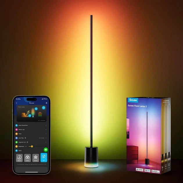 Inteligentna lampa stojąca Govee H607C Floor Lamp 2, 1725Lm, RGBICWW, WI-FI/Bluetooth Czarna (6974316999898) - obraz 10