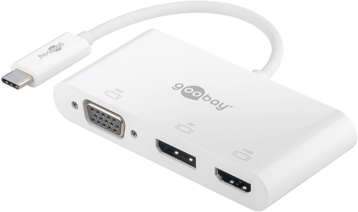 Adapter Goobay USB-C do HDMI/VGA/DisplayPort Multiport White (4040849524127) - obraz 1
