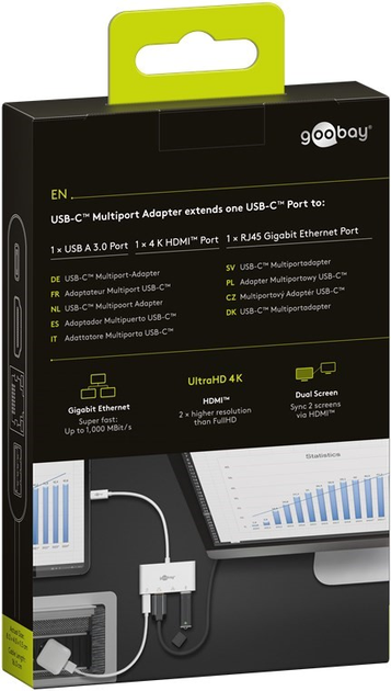 Adapter Goobay USB-C do USB-C/USB-A/HDMI/RJ-45 Multiport White (4040849517723) - obraz 6