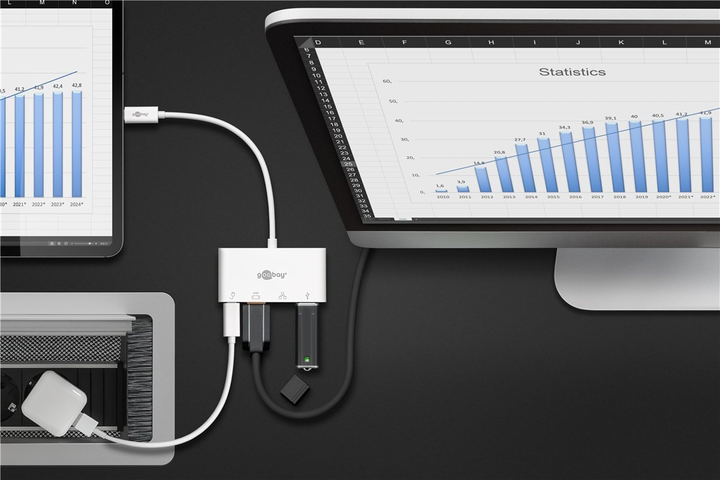 Adapter Goobay USB-C do USB-C/USB-A/HDMI/RJ-45 Multiport White (4040849517723) - obraz 7