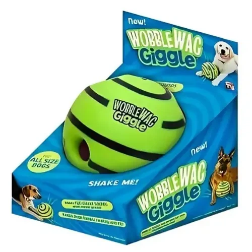 Мяч для игры с собакой Wobble Wag Giggle зеленый 15 см 600 гр - Фото 2 Мяч для игры с собакой Wobble Wag Giggle зеленый 15 см 600 гр - изображение 2
