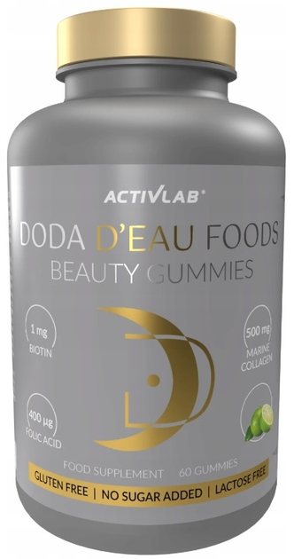 Харчова добавка ActivLab Doda D'Eau Foods Beauty Gummies Лимон-Лайм 60 желейок (5907368806778) - зображення 1