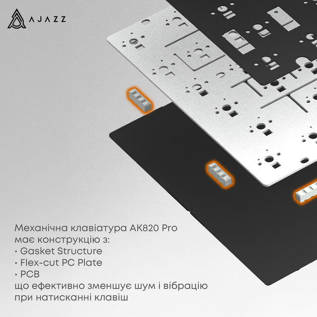Клавиатура беспроводная Ajazz AK820 Pro Gift Switch Purple RGB (AK820PRO-G-PWB) - изображение 11