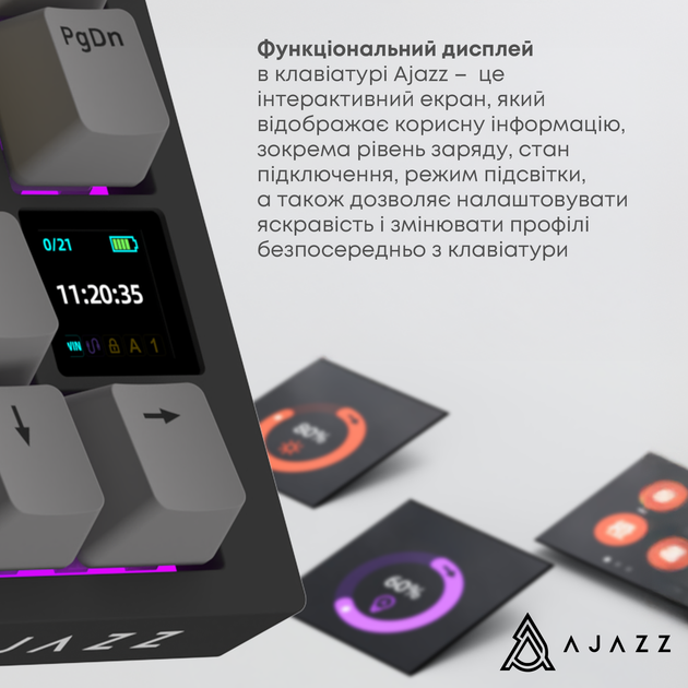 Клавиатура беспроводная Ajazz AK820 Pro Gift Switch Black RGB (AK820PRO-G-BGY) - изображение 9