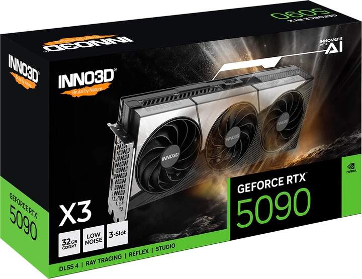 Видеокарта INNO3D PCI-Ex GeForce RTX 5090 X3 32GB GDDR7 (512bit) (2407/28000) (HDMI, 3 x DisplayPort) (N50903-32D7-17593928) - изображение 2