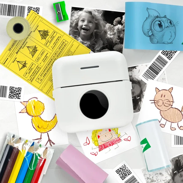 Дитячий Bluetooth мобільний термопринтер Mini Printer + 13 різних рулонів паперу - зображення 2